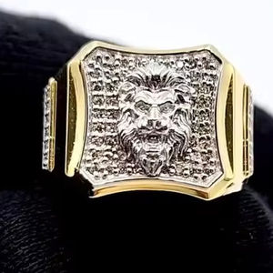 Elegante anillo de oro cultivado en laboratorio con diamantes artificiales para caballeros - Product Image 1