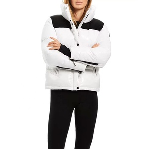 Veste matelassée blanche pour femme, col coussin, manches longues, vêtement d'hiver, coupe classique, écologique, en peau de mouton, manches amovibles - Product Image 5