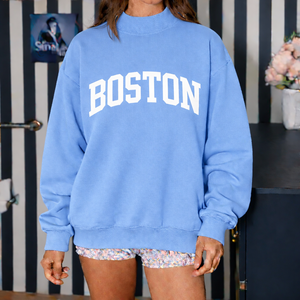 Sweat-shirt long oversize à col montant pour femme, style urbain décontracté, doux et chaud, avec logo frontal, automne-hiver - Product Image 3