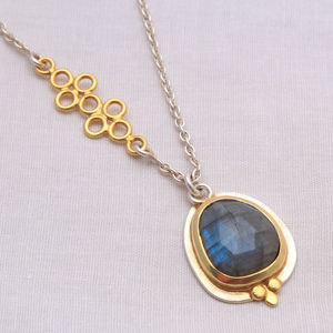 Pierre précieuse labradorite naturelle faite à la main en argent sterling 925 plaqué or pendentifs fantaisie distributeur de bijoux en argent - Product Image 5