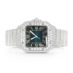 Octagon Dial Bust Down Quartz Moissanite <b>Watch</b> with Glass Crystal and Stainless Steel Case - Product Image 3