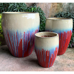 Macetas de arcilla de cerámica grandes de alta calidad, diseño Vertical esmaltado para interiores y exteriores, decoración de jardín de gran tamaño para el hogar de la guardería - Product Image 3