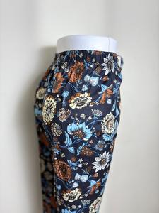 Pantalon de pyjama en coton imprimé pour femmes Pantalon de détente en coton à fleurs bleu pour femmes Pantalon de pyjama en coton décontracté pour femmes bleu - Product Image 2