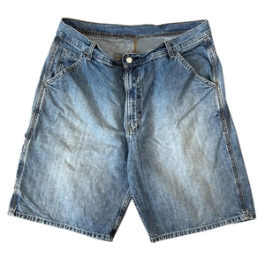 2025 New Premium Quality Custom High Baggy 100% Cotton Mid Waist Summer Casual Button Man's <b>Denim</b> Shorts with Straight Style - Product Image 1
