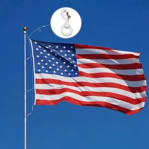 Topflags 2 Pack 3.5 Inch Metal Swivel <b>Hooks</b> White Rubber Coated Flagpole Rope <b>Clips</b> Outdoor Pet Promotional Keychains Carabiners - Product Image 1