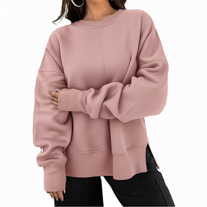 Sudadera OEM/ODM para mujer Split de gama alta 100% algodón hombro caído logotipo personalizado impresión ropa de invierno y otoño - Product Image 5