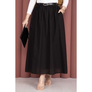 Black Sporty Pencil Pleat <b>Skirt</b> with Belt Pockets Breathable Summer Golf Outfit New Woolen Denim Chiffon Material Spring Fall - Product Image 2