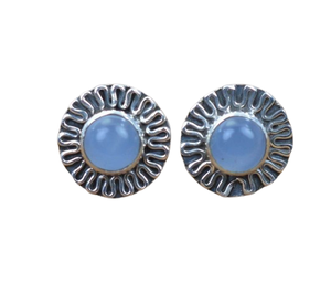 ต่างหูพลอยคาลซิโดนีสำหรับผู้หญิงเครื่องประดับเงินสไตล์ Boho 925ต่างหูทำมือ - Product Image 1