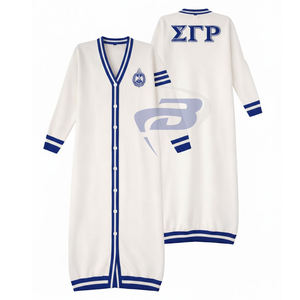 DST Sorority Winter <b>Long</b> <b>Cardigan</b> Duster Sweater Royal Blue Accents Front Embroidered for Logo Full-<b>Length</b> - Product Image 1