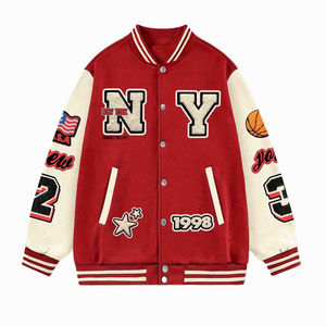 Varsity vestes hommes femmes streetwear tenue athlétique décontractée style rétro laine corps cuir manches 2025 - Product Image 1