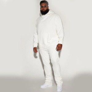 Vente en gros de sweat à capuche manches longues décontracté pour hommes 100% coton avec logo personnalisé blanc coupe carrée tissu polaire vierge pull ODM approvisionnement - Product Image 4