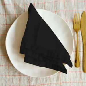 Prêt à expédier fait à la main 100% coton serviettes de table carrées solide noir Style classique accessoires en tissu réutilisables pour les cafés à la maison-50 PCS - Product Image 1