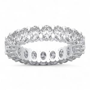 Anillo de Boda de Eternidad Completa con Diamante de Corte Ovalado de Moissanita de 3.00 Quilates E-F/VVS-VS, Hecho en Platino para Mujer - Product Image 3