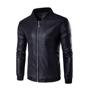 Veste de mousse pour hommes à prix de gros personnalisée Veste coupe-vent pour hommes avec col montant et veste en cuir à fermeture éclair avec logo - Product Image 5
