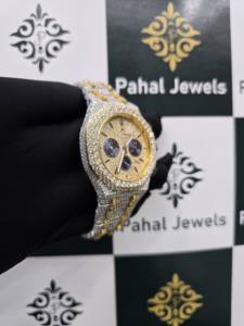 Silver Iced 41mm Analog Diamond Watch <b>Chronograph</b> Stainless Steel Silicone Band Mechanical Rapper Style Hip Hop Wristwatch - Product Image 3