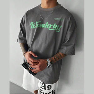 2026 New <b>Men's</b> Streetwear Drop Shoulder Tee <b>Shirt</b> Nylon Spandex Longer Drop Curved Hem <b>Muscle</b> Slim <b>Fitted</b> Gym <b>T</b> <b>Shirt</b> Printed - Product Image 4