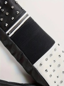 Nouvelle veste en cuir cloutée de luxe et tendance, veste en cuir de moto, coupe ajustée, punk rock, veste en diamant pour femmes - Product Image 5