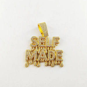 Pendentif unique en argent sterling 925 avec diamant moissanite rond de conception personnalisée de lettres glacées hip-hop, clarté VVS pour femmes - Product Image 1