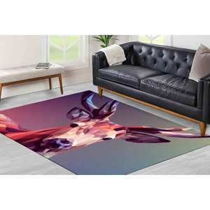 Tapis Polygon Deer : imprimé animal abstrait, lavable en machine, tapis doux non tissé - Product Image 2