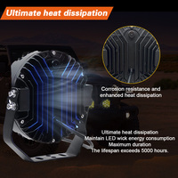 Projecteur LED étanche 5 pouces 50W jaune ambre avec éclairage latéral pour 4x4, camion, moto, SUV, VTT, bateau
