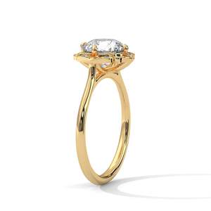 Anillo de Diamante de Laboratorio Redondo de 2 Quilates con Halo Floral, Oro Amarillo/Rosa/Blanco, Anillo de Compromiso Estilo Vintage, Claridad VVS, Cultivado en Laboratorio - Product Image 4