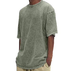 Usine Logo personnalisé imprimé 100% coton unisexe Vintage surdimensionné acide lavage T-Shirt léger blanc hommes grande taille tricoté - Product Image 1