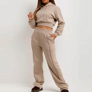 Precios baratos de moda, recién llegado, chándal de marca para mujer, chándal transpirable liso de dos piezas de talla grande de alta calidad para mujer - Product Image 2