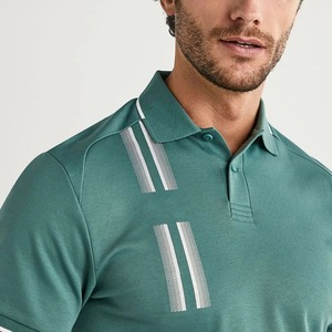Polos personalizados transpirables Dry-Fit para hombre, manga corta bordada, logotipo ODM, mezcla de poliéster y algodón de alto rendimiento de punto - Product Image 2