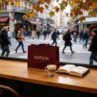 Fabricant de sacs cadeaux en papier avec logo personnalisé en or, sacs en papier kraft rouge foncé découpés sur mesure avec logo, impression personnalisée de luxe