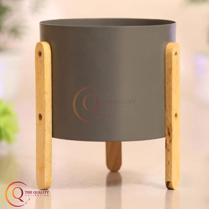 Maceta de flores de madera de Metal de hierro con acabado antiguo moderno, maceta de Metal hilado para decoración interior para el hogar y el jardín - Product Image 1