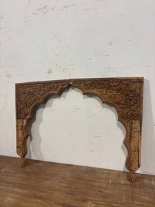 Panneau d'arche en bois sculpté à la main antique |   Cadre architectural vintage de style moghol pour décoration murale de porte indienne pour la décoration intérieure - Product Image 3