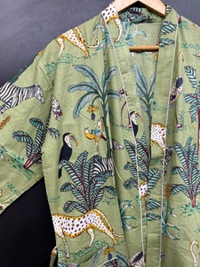 Sàn Chiều Dài Rừng In Bông Kimono Áo Choàng Áo Ngủ Áo Choàng Áo Choàng Tắm Beachwear Womens Mặc Quá Khổ Thân Thiện Với Môi Món Quà Giáng Sinh - Product Image 3