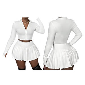 2025 été décontracté femmes vêtements couleur unie Sexy Style taille cintrage haut au-dessus du genou jupe personnalisé ensemble - Product Image 6