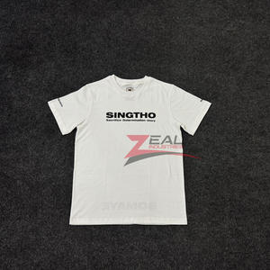 เสื้อยืดผ้าฝ้ายเนื้อนุ่มระบายอากาศได้ดีสำหรับผู้ชายและผู้หญิงเสื้อยืดผ้าฝ้ายพิมพ์ลายหน้าจอไหม100% ตามสั่ง - Product Image 1