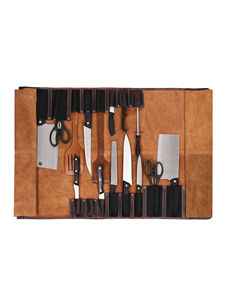 กระเป๋าเก็บมีดเชฟหนังทนทานแบบพรีเมียมพร้อมที่เก็บมีดได้สูงสุด35ใบสามารถปรับแต่งได้ - Product Image 4