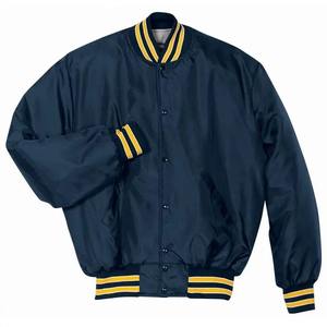 College Baseball Jacket Logo personnalisé Varsity Style Manches en cuir Vestes universitaires brodées en mélange de polyester et de coton - Product Image 4
