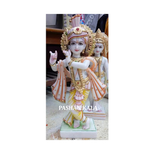 Hecho a mano de mármol hermoso hecho a mano Radha Krishna estatua religiosa de pie mano de obra para el hogar Oficina y Templo decorativo - Product Image 1