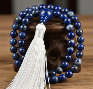 สร้อยคอลูกปัด108มาลาขนาด6มม. หินลาวาแลพิสแลสุลีธรรมชาติขัดทางศาสนาคลาสสิกของขวัญอธิษฐาน - Product Image 3