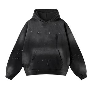 Fabricante personalizado Baggy Plain Thick 430gsm Boxy Blank 100% algodón Fleece Heavyweight recortada de gran tamaño Sun Fade Hoodie para hombres - Product Image 4