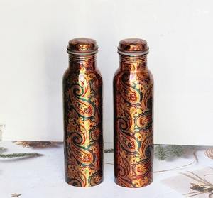 Hammered Copper Water <b>Bottle</b> | Traditional Indian Design with Screw Cap - Product Image 3