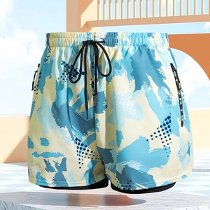 2025 pantalones cortos de gimnasio de secado rápido para hombre patrón sólido cintura media traje de baño de playa de verano personalizado con bolsillo al por mayor - Product Image 3