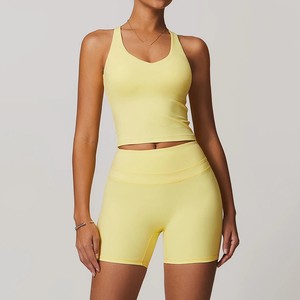 Conjunto de Yoga Personalizado para Mujer, 2 Piezas, Color Sólido, Ropa Deportiva para Gimnasio, Ropa de Entrenamiento, Sin Costuras - Product Image 2