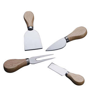 Manche en bois 4pcs couteau ensemble d'outils en acier inoxydable coupe-fromage tranche couteau ensemble - Product Image 2