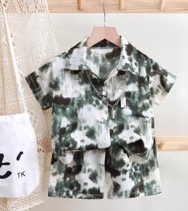 Camisa escolar informal abotonada de manga corta de algodón para niños con cuello vuelto Ropa Lisa para niños-Venta al por mayor - Product Image 6