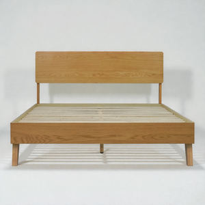 Cadre de lit en bois massif en chêne moderne, fabrication OEM/ODM, vente en gros, taille, couleur et finition du bois personnalisables, fabriqué au Vietnam - Product Image 1