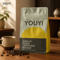 YOUYI 100g 250g 500g Sac à café à fond plat 1lb Finition mate Valve de dégazage Pochette autoportante Usine OEM