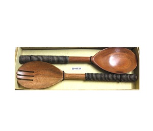 ร้อนขายไม้มะม่วงชุดสลัดพร้อมหวายชุดช้อนเสิร์ฟสลัดสําหรับโต๊ะเสิร์ฟใช้ชุดสลัด - Product Image 1