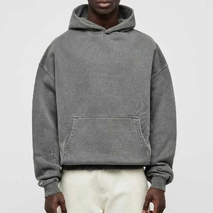 Conjunto de Sudadera con Capucha y Pantalones Deportivos de Invierno con Cierre, Estilo Urbano, Lavado Ácido Vintage, Logotipo Personalizado, Unisex - Product Image 1