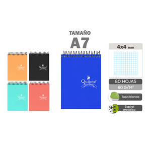 A7 75x105mm Cover in pelle per Notebook 80H 60G/M2 4x4 quadrati con rivestimento rigido a spirale legante termica disponibile nelle dimensioni B5 A6 - Product Image 1