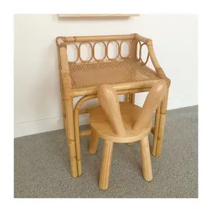 批发藤条桌椅套装儿童桌椅套装生态手工制作室内外家具